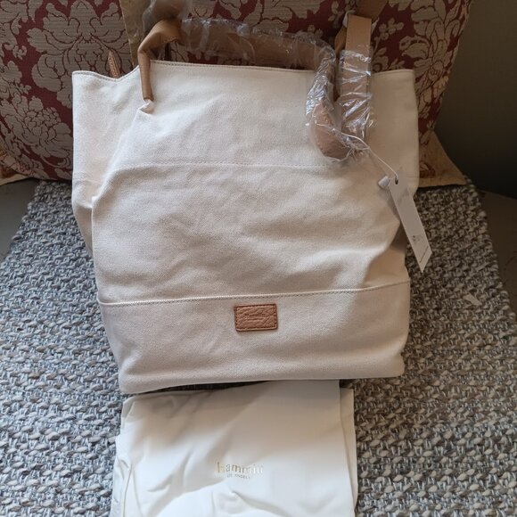 Hammitt Natural Color Cotton with Leather Trim Tote Handbag - Picture 2 of 8
